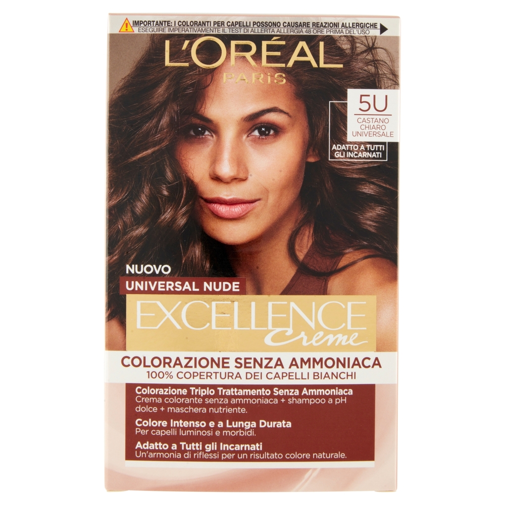 L'Oreal Paris Colorazione permanente senza ammoniaca, Riflesso Universale, Castano Chiaro 5U